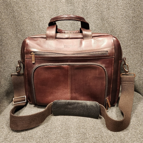 Kenneth Cole Reaction Other - KENNETH COLE REACTION Cognac Leather Laptop/Briefcase Multi Pocket Carry Strap